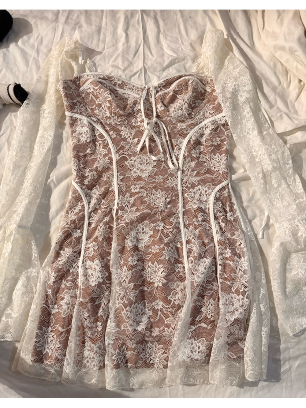 White Lace Floral Sheer Chemise - Women Intimates